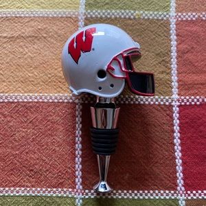 Wine Bottle Stopper Wisconsin Badgers Football Helmet Red& White New